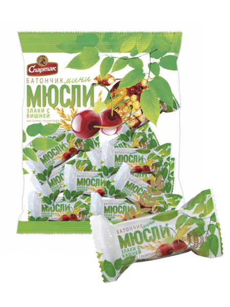 Батончик Мюсли Злаки/Вишня глаз 35г*24 флоу-пак Спартак Батончик Мюсли Злаки/Вишня глаз 35г*24 флоу-пак Спартак